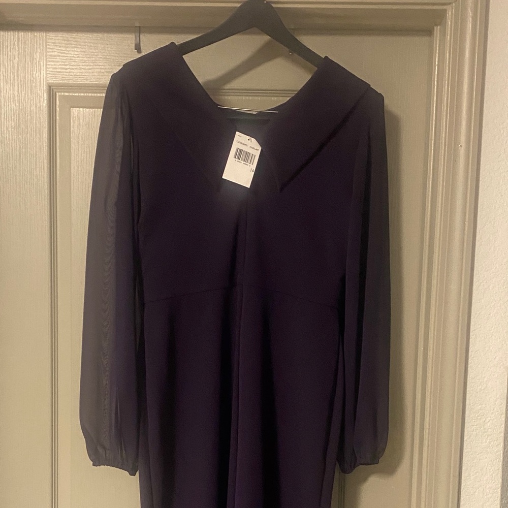 Connected Apparel Elegant Long Sleeve Dress in Deep Purple